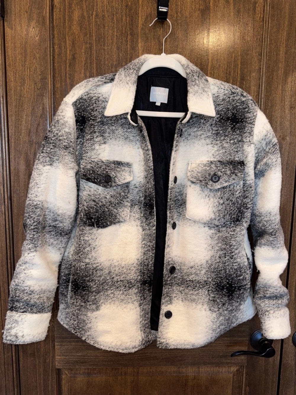 Z Supply Black and White Teddy Plaid Jacket